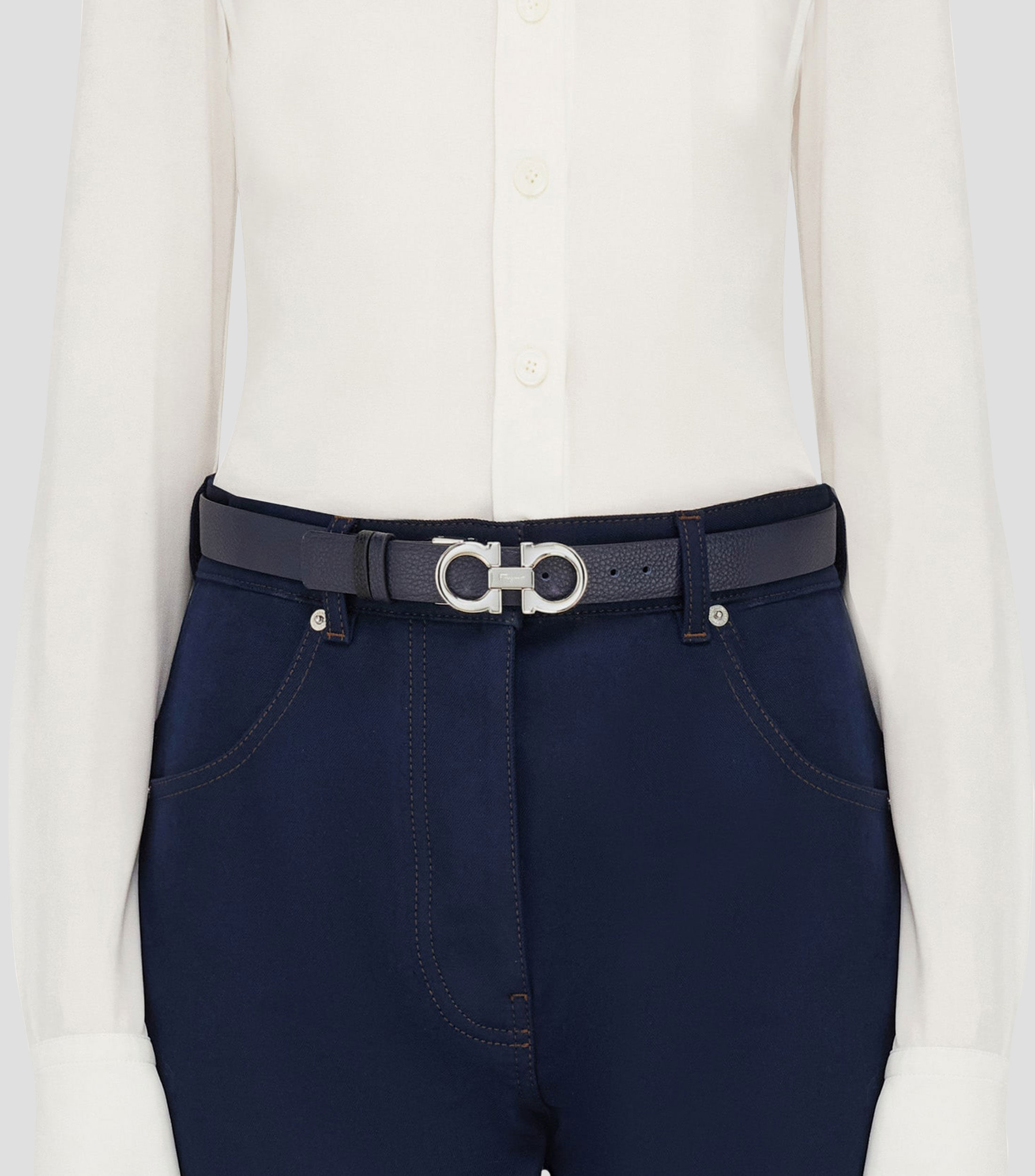 Cinturón Gancini ajustable y reversible Mujer